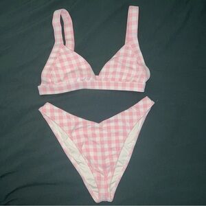 Frankie’s Bikinis - Pink Gingham Set Size Large